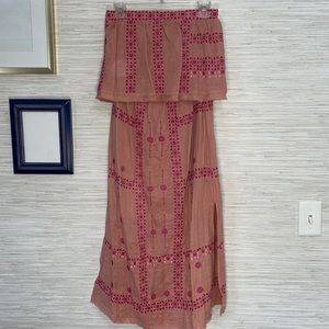Fate NWT strapless tie back embroidered dress
